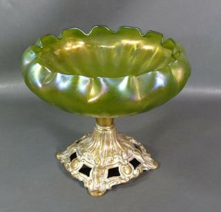 Art Nouveau Loetz Kralik Rindskopf Steuben Iridescent Glass Centerpiece Bowl