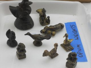 9 Antique Chinese Bronze Opium Weights for Scale Hintha Bird Brahmani Duck Penis 2