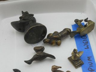 9 Antique Chinese Bronze Opium Weights for Scale Hintha Bird Brahmani Duck Penis 3