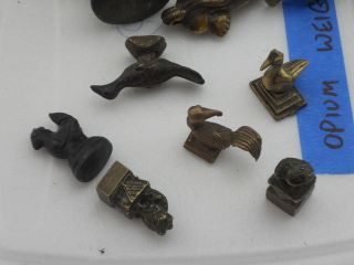 9 Antique Chinese Bronze Opium Weights for Scale Hintha Bird Brahmani Duck Penis 4