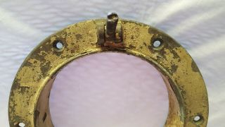 Vtg Wreck Salvaged Ship Port Hole Window Nautical Boat Porthole Decor Bronze 5