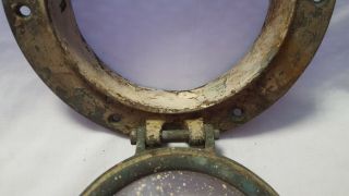 Vtg Wreck Salvaged Ship Port Hole Window Nautical Boat Porthole Decor Bronze 7