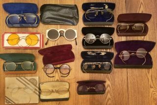 Vintage 13 Pair Eye Glasses Spectacles Steampunk Willson Yellow Lens Sunglasses