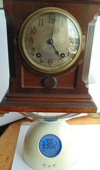 Antique Mahogany Chiming German Mantle Clock Winterhalder & Hofmeier SCH. ,  Key 12