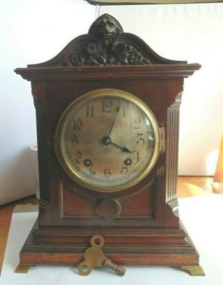 Antique Mahogany Chiming German Mantle Clock Winterhalder & Hofmeier Sch. ,  Key
