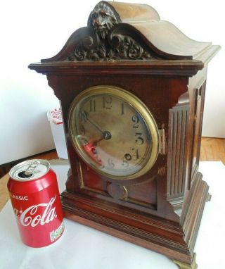 Antique Mahogany Chiming German Mantle Clock Winterhalder & Hofmeier SCH. ,  Key 2