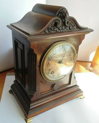 Antique Mahogany Chiming German Mantle Clock Winterhalder & Hofmeier SCH. ,  Key 5