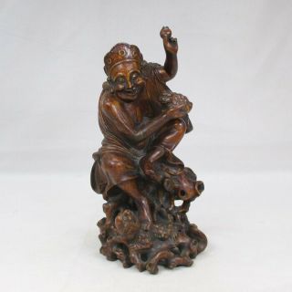 F504: Rare Chinese Bamboo Carving Statue Of A Man With Wonderful Taste And Work