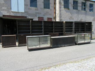 30 Feet Antique Oak General Store Cabinets With Counter And Display Cases