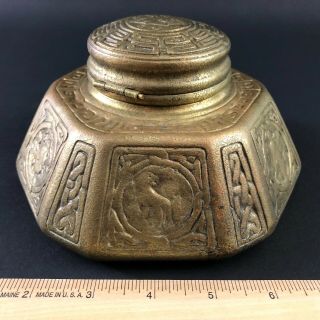 TIFFANY STUDIOS Heavy Bronze Zodiac Large INKWELL 1072 10