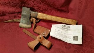Ww2 German/czech Pioneer Pick Axe With Leather Carrier/sheath And Paper