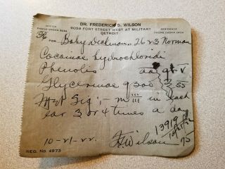 1922 Cocaine Cocainal Hydrochoride Druggist Pharmacist Doctor Prescription
