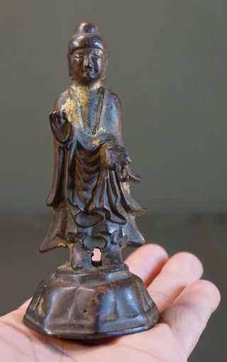 Very Rare Korean Joseon Dynasty Gilded Bronze Buddha Figure Statue