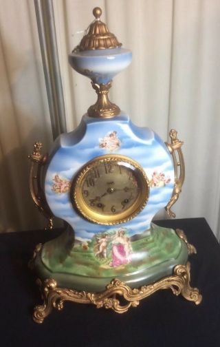 Seth Thomas Fine Porcelain Case Antique Mantle Clock (not Running As - Is)