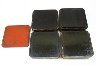 F853: Japanese tier of really old lacquered boxes JUBAKO with GUNBAI MAKIE 12