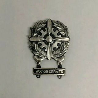 U.  S.  Military Army Air Force Technician Badge Wx Observer Clasp Sterling Ww2?