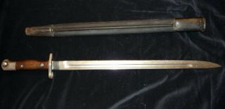 1907 Ww1 British Smle Sanderson Bayonet With Leather Scabbard