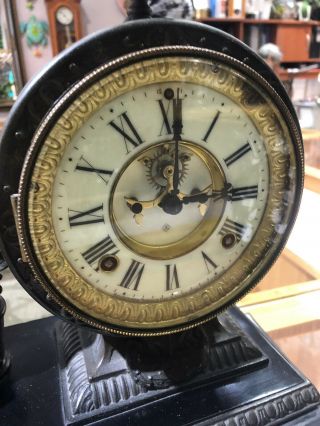 Cast Iron Victorian Clock With Key