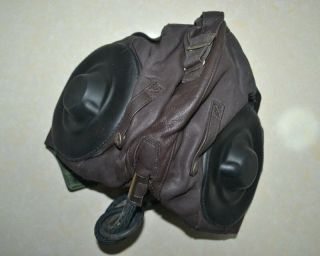 Surplus China Air Force MiG Pilots Leather Flight Protection Helmet,  Brown Cap 3