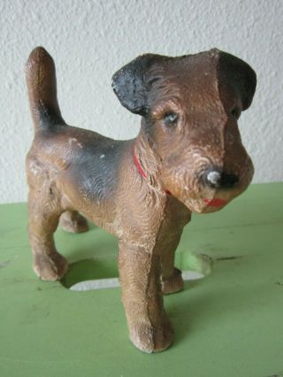 1 ANTIQUE HUBLEY CAST IRON STANDING FOX TERRIER DOG DOORSTOP /BOOKEND 3