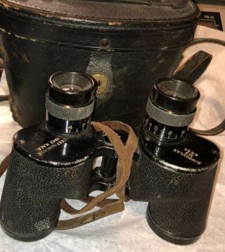 Wwii 1943 Westinghouse M3 6x30 H.  M.  R Binoculars With Case Rare Vintage