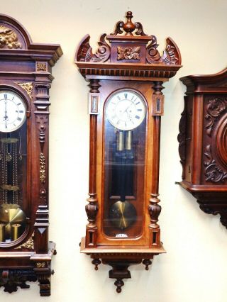Old 2 Weight Wall Clock 1880 - 1900 In