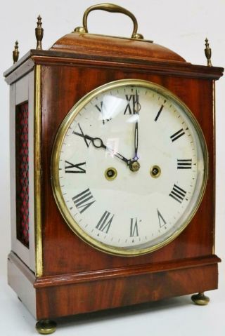 Antique English Regency 8 Day Twin Fusee Bell Striking Caddie Top Bracket Clock