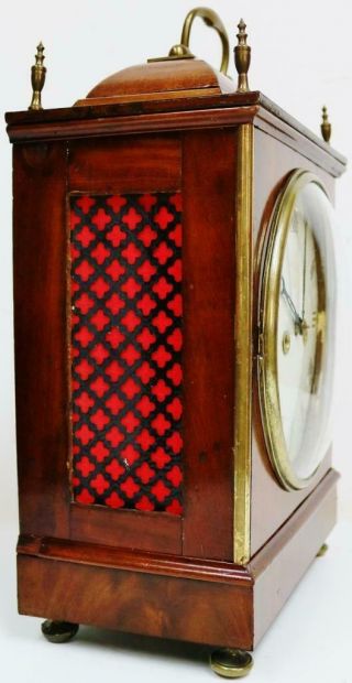 Antique English Regency 8 Day Twin Fusee Bell Striking Caddie Top Bracket Clock 6