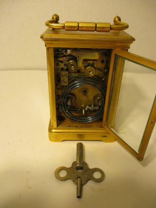 VINTAGE FRENCH COUAILLET FRERES CARRIAGE CLOCK W/ KEY 3