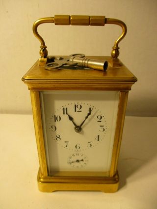 VINTAGE FRENCH COUAILLET FRERES CARRIAGE CLOCK W/ KEY 6