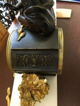 Bronze & Marble French Mantle Clock Stunning 8