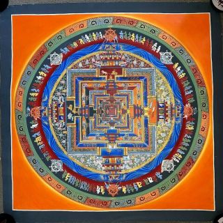 Masterpiece Handpainted Tibetan Kalachakra Mandala Thangka Painting Chinese