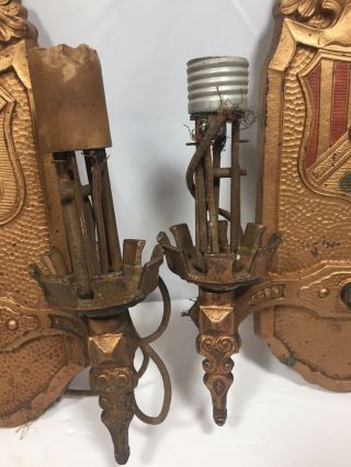 Markel Wall Sconce Pair Spanish Revival Knight Medieval Double Arm Fixtures 4