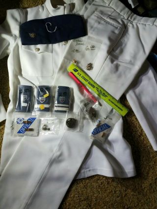 Us Coast Guard Uniform Cap,  Pins Belt Buckel,  Key Chain Auxiliary Pencil,  Rule,  Etc