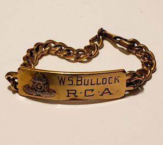 Ww2 Wwii Rca Royal Canadian Artillery Id Bracelet Sweetheart