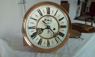 Complete late 19th century gustav becker wall clock movement and dial. 5