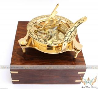 Vintage Maritime West London Antique Brass Sundial Compass Nautical Decorative