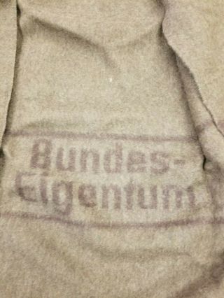 Rare Vtg 100 Wool German Military Bundes Eigentum Blanket