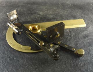 ANTIQUE 1870 RARE MARINE NAUTICAL PROTRACTOR W/OPTICAL GONIOMETER FOR NAVIGATION 3