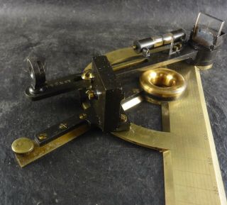 ANTIQUE 1870 RARE MARINE NAUTICAL PROTRACTOR W/OPTICAL GONIOMETER FOR NAVIGATION 4