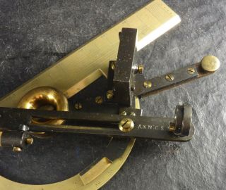 ANTIQUE 1870 RARE MARINE NAUTICAL PROTRACTOR W/OPTICAL GONIOMETER FOR NAVIGATION 6