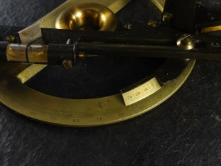 ANTIQUE 1870 RARE MARINE NAUTICAL PROTRACTOR W/OPTICAL GONIOMETER FOR NAVIGATION 7