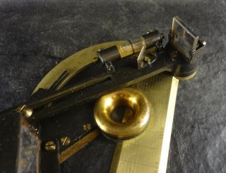 ANTIQUE 1870 RARE MARINE NAUTICAL PROTRACTOR W/OPTICAL GONIOMETER FOR NAVIGATION 8