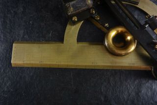ANTIQUE 1870 RARE MARINE NAUTICAL PROTRACTOR W/OPTICAL GONIOMETER FOR NAVIGATION 9