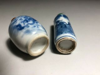 Two Fine Antique Chinese Blue & White Porcelain Snuff Bottles 19th 3