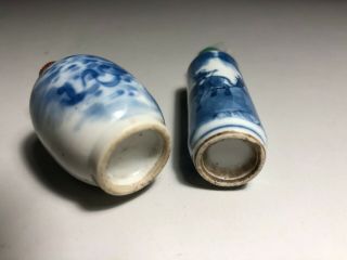 Two Fine Antique Chinese Blue & White Porcelain Snuff Bottles 19th 4