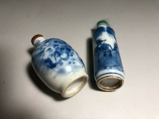 Two Fine Antique Chinese Blue & White Porcelain Snuff Bottles 19th 5