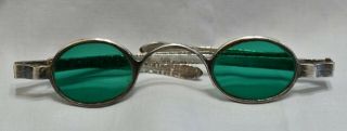 Very Early 19th Century Eyeglasses,  Silver Plated Iron Turn Pin Temples Sun Lens