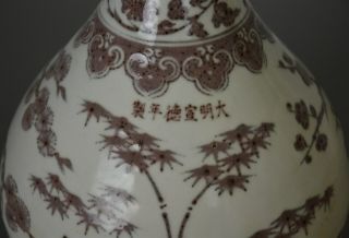 RARE ANTIQUE CHINESE UNDERGLAZED RED PORCELAIN VASE MARKED XUANDE RARE VQ1897 8