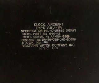 USAF Aircraft Chronograph Clock - - Wakmann Watch Company,  NYC,  US 4